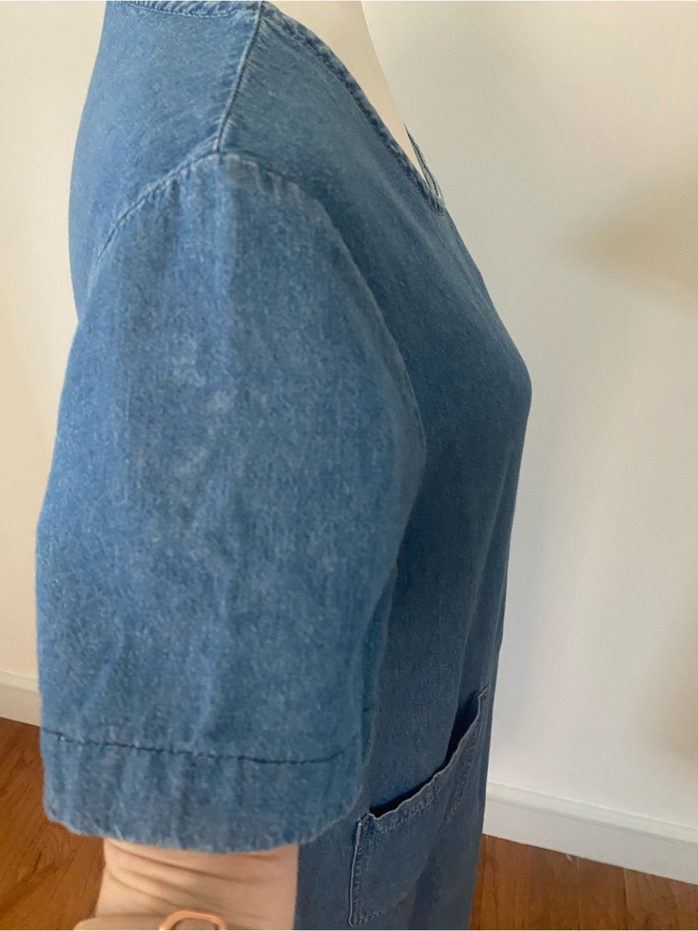 Vintage 90s Blair Denim Dress Small Ladybug Embroidered Cottagecore Pockets - Picture 6 of 13